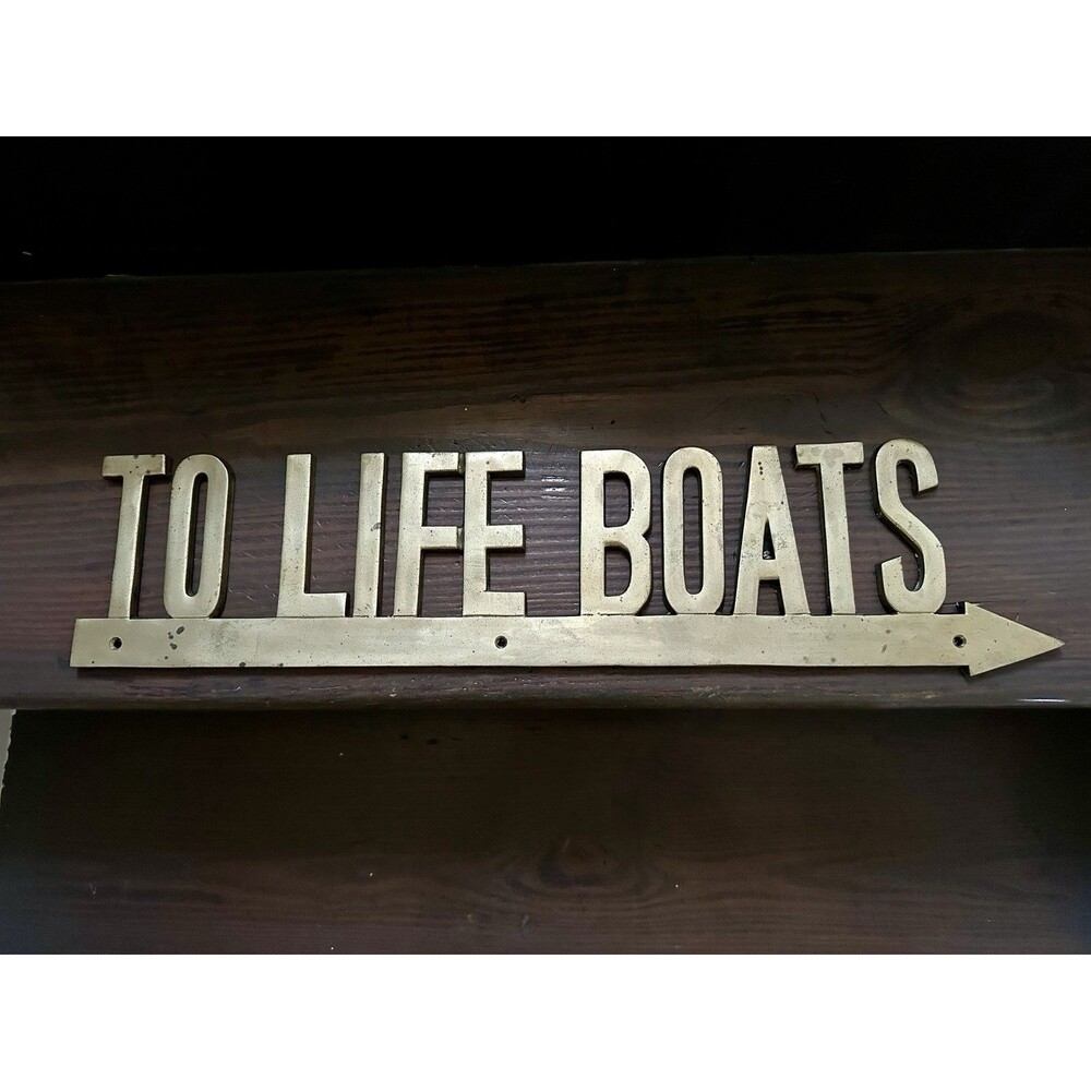Vintage Authentic PENCO 21" To Life Boats Nautical Arrow Wall Plaque Brass Sign